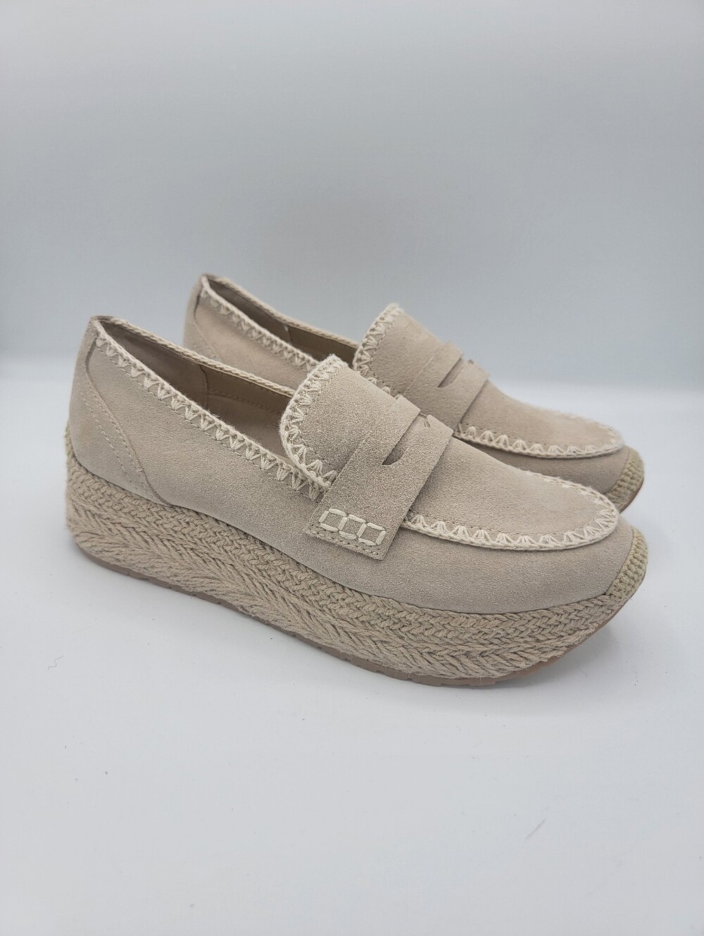 Dolce Vita Beige Suede Espadrille Platform Loafers